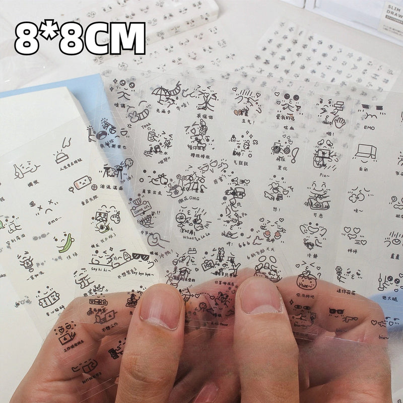 10Pcs Cute PET Emoticon Stickers DIY Journal Scrapbooking Decorative Material Stickers Kawaii Handbook Meme Stickers Kids