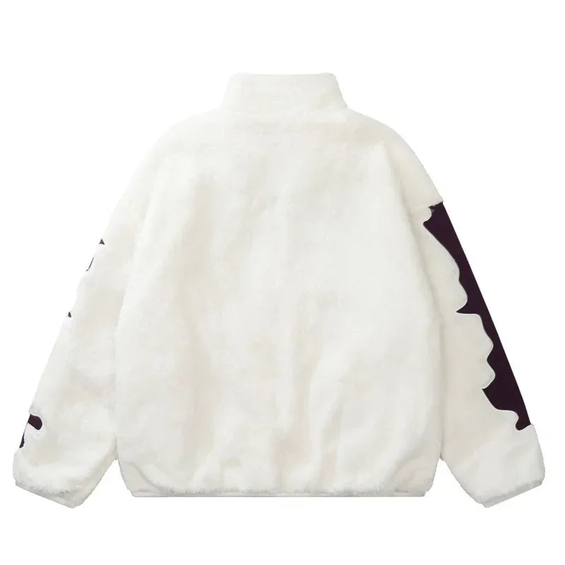 Y2K retro splicing embroidered cotton jacket winter new warm American loose stand-up collar contrasting color men's top