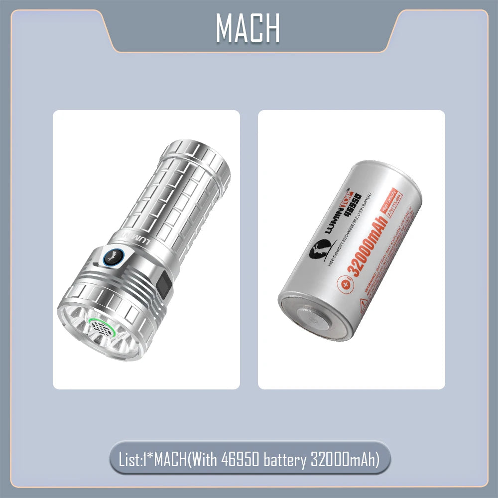 EDC LED Flashlight Type USB C Rechargeable Lamp 46950 Li-ion Outdoor Camping Lantern 26000 Lumen Powerful Light Torch MACH V2.0