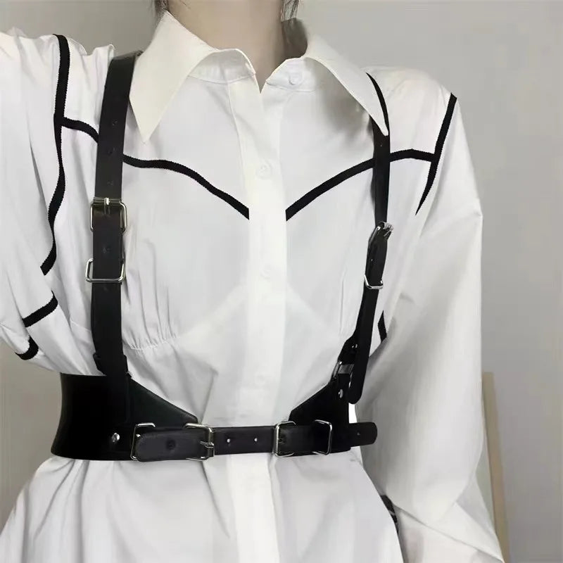 Underbust Corset Top with Strap Punk Harness Belt Leather Suspender for Women - Visuel 2 | SAMAG