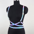 Women's Fashion Faux Leather Iridescent Angel Wing Suspender Belt, Sexy Backless Outfit Accessory, Festival Rave Y2K Hot Girl