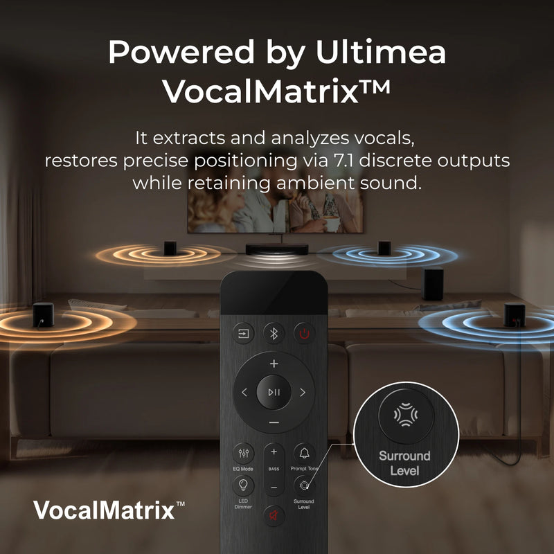 ULTIMEA 350W 7.1ch Virtual Surround Soundbar, Home Theater TV Sound Bar with Subwoofer&4 Surround Speakers, Smart App Control