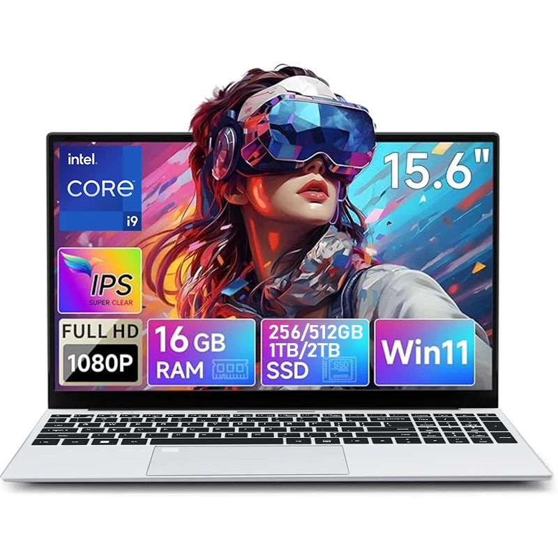 Intel Core I9 9900 Laptop Windows 11 16GB RAM 1TB SSD 4K HD Screen Portable Slim Laptops PC Gamer 15.6 inch Computer Office