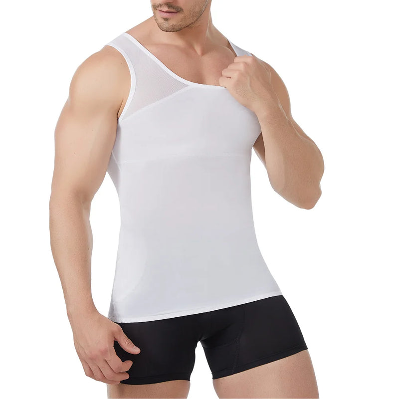 Men‘s Cross Back Mesh Body Shaper Vest Breathable Cool Summer Back Support Compression Tank Workout Casual Slimming Undershirt