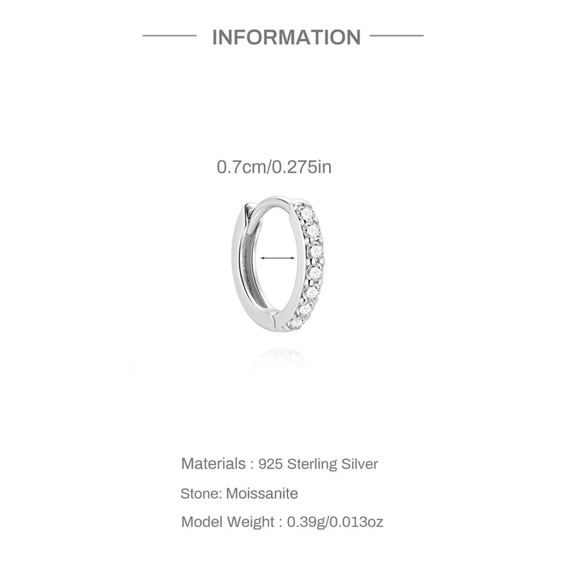 BOAKO Classic Moissanite 925 Sterling Silver 6/7/8/9mm Earrings For Women Circle Jewelery Piercing Party - Visuel 8 | SAMAG