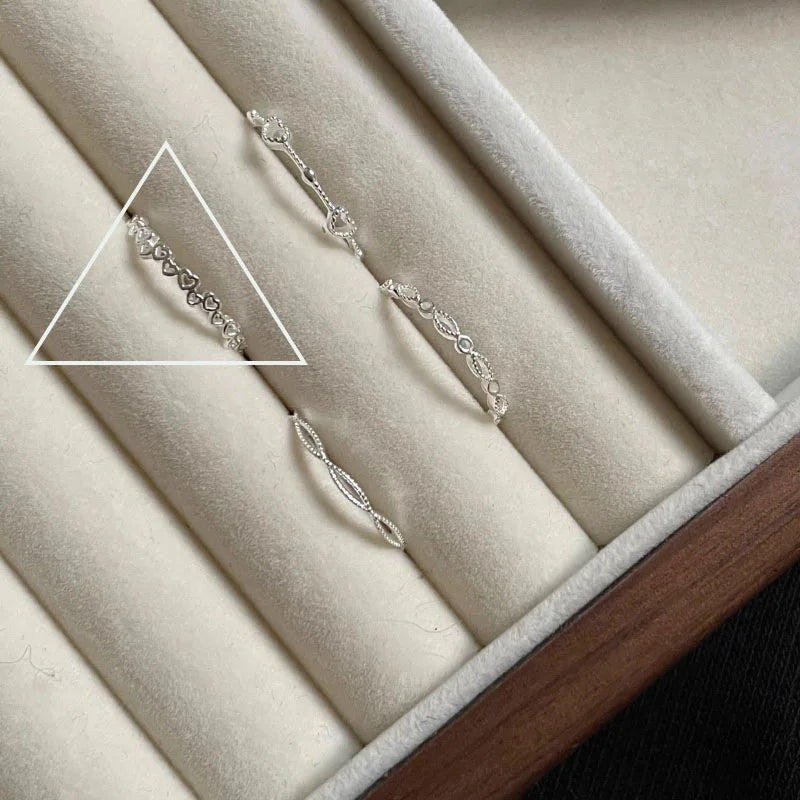 925 Sterling Silve Love Heart Hollowed Out Ring For Women Girl Extremely Fine Korea Ins Jewelry Gift Dropshipping