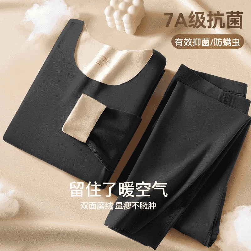 Men's Thermal Underwear Set Thick Fleece No Trace Autumn Clothes Pants Set Autumn Winter Cold Insulation Warmth