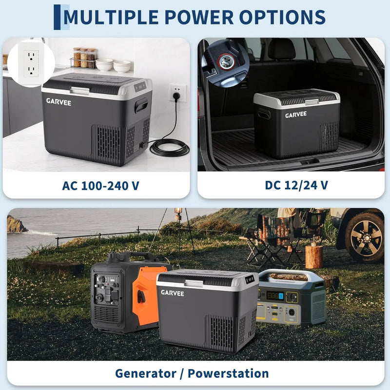 19 Quart Portable Car Refrigerator, 12V/24V DC & 100-240V AC Compressor Freezer, -4°F~68°F Fast Cooling Mini Fridge for Car, Camping, Travel, RV, Truck, Home Use