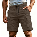 Men Solid Color Drawstring Cargo Shorts Elastic Waist | SAMAG