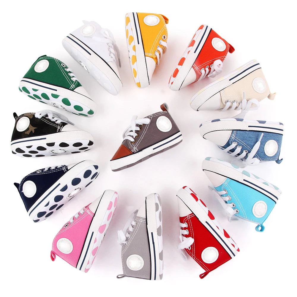 Classic Multicolor Toddler Canvas Shoes Unisex Newborn Comfort First Walking Infant Shoes Spring Autumn Anti Slip Soft Sole