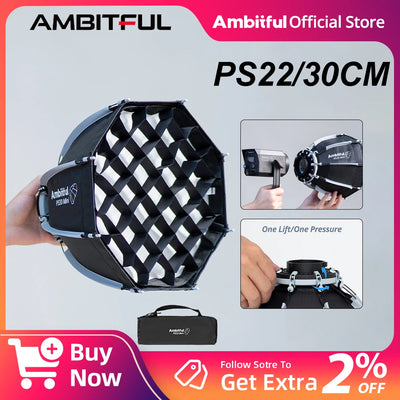 AMBITFUL PS22 PS30 Softbox Mini Bowens Mount COB Light | SAMAG