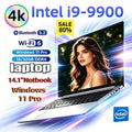 14.1" Gaming Laptop Intel Core I9-9900 32GB+2TB Windows 11 1920x1080 HD Backlit Keyboard Ultra Slim Notebook Computer Office PC