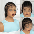 Short Ombre Cornrow Braided Bob Wig Synthetic Full Lace Braided Lace Wig with Baby Hair Knotless Handmade Braids Wigs for Women
