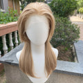 Blonde Mixed Color 13x4 Synthetic Lace Front Wigs for Women Cosplay Shoulder Length Short Curly Synthetic Wigs Layers Ponytails