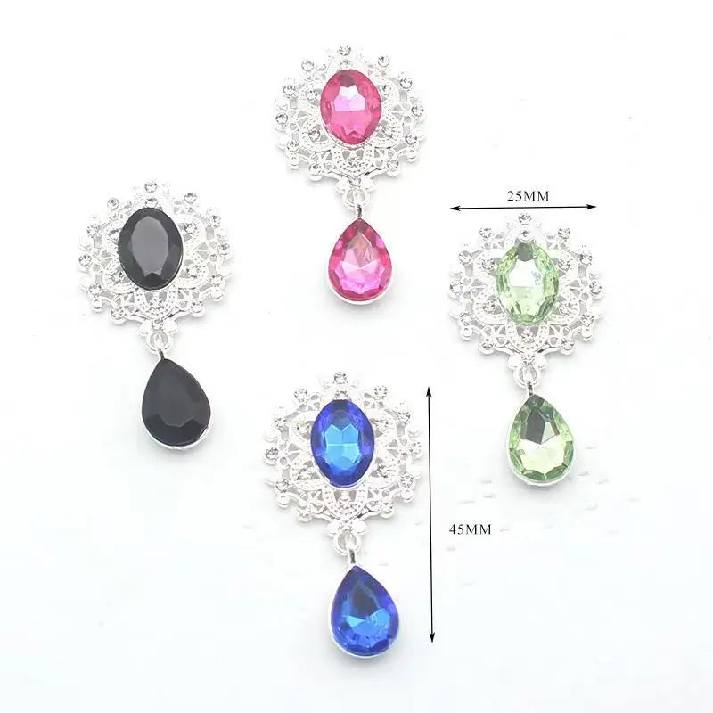 New 25 * 45 mm Alloy Flower Board Rhinestone Pendant DIY - View 3 | SAMAG