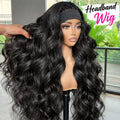 38 Inch Body Wave Headband Wig for Women Human Hair Wear and Go Brazilian Virgin Full Machine Human Hair 220 Density