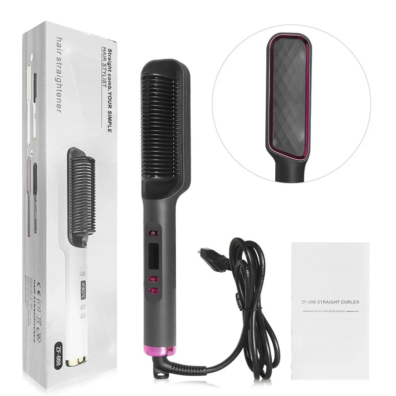 Electric Hot Comb Straight Hair Straightener Comb Straightening Brush Negative Ion Multifunctional Anti-Scalding Styling Tool