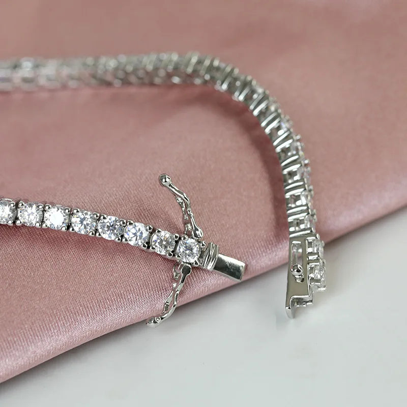 2mm 925 Sterling Silver Moissanite Bracelet 3mm D VVS1 Diamond with GRA for Women Sparkling Wedding Party Fine Jewelry