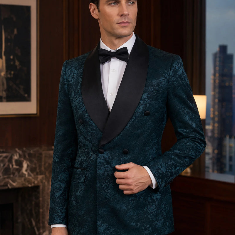 luxury 2-piece suit set men's party outfit high-end double breasted business casual suit groom's wedding dress shawl collar