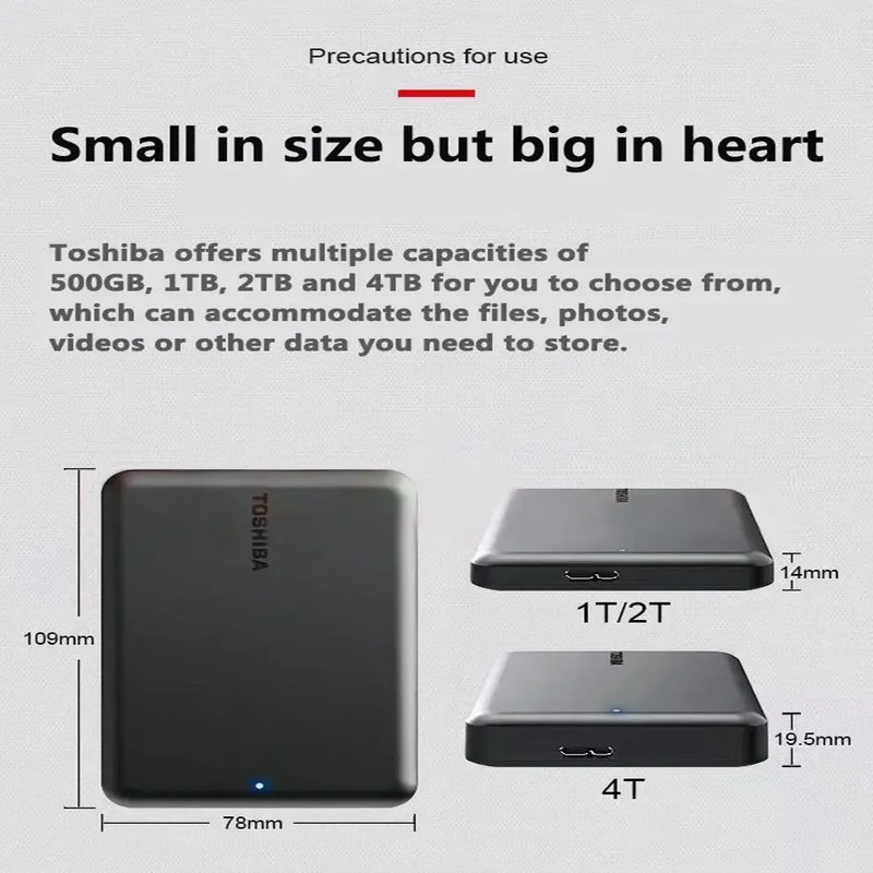 For Toshiba A5 2.5 Inch External Portable Hard Disk USB 3.2 Ultra High Speed High Capacity for Laptop PC Mac Desktop Storage HDD