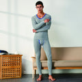 Men's thermal underwear set knitted cotton slim-fitting long johns men's underwear simple solid color XBT-81201