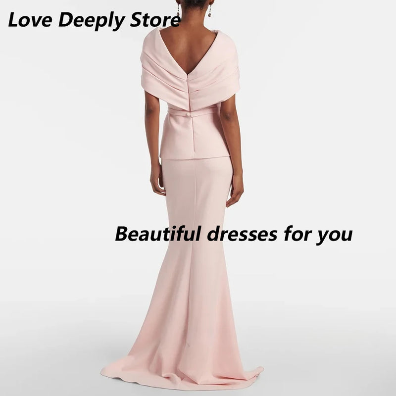 Pink Arabian Evening Dress Customized Off The Shoulder | SAMAG