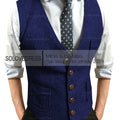Men's Suit Vest V Neck Notched Lapel Slim Fit Leisure Wool Herringbone Tweed Vest Men for Wedding Groomsmen Mens Waistcoat Vest