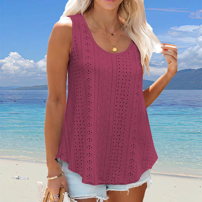 Plus Size Curved Hem Tank Top, Casual Crew Neck | SAMAG