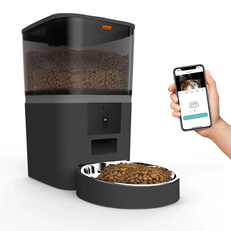 4L Automatic Cat Feeder Smart Pet Feeder For Cats Small Dogs Food Dispenser With Camera Recorder Timing Quantitative Double Bowl