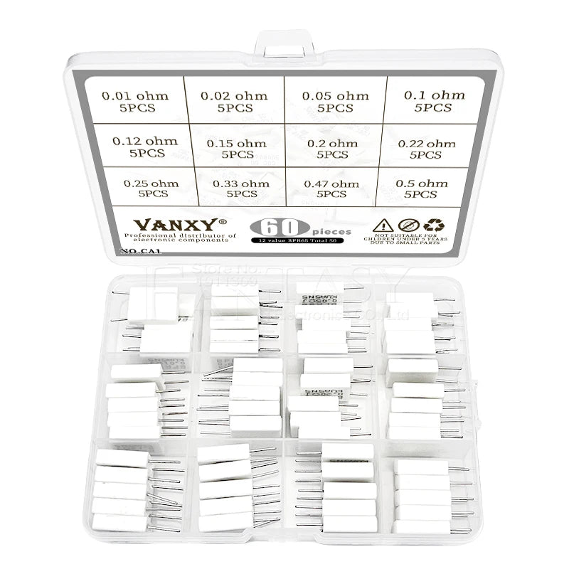10pcs BPR56 5W 0.001 0.1 0.15 0.22 0.25 0.33 0.5 ohm Non-inductive Ceramic Cement Resistor 0.1R 0.15R 0.22R 0.25R 0.33R 0.5R