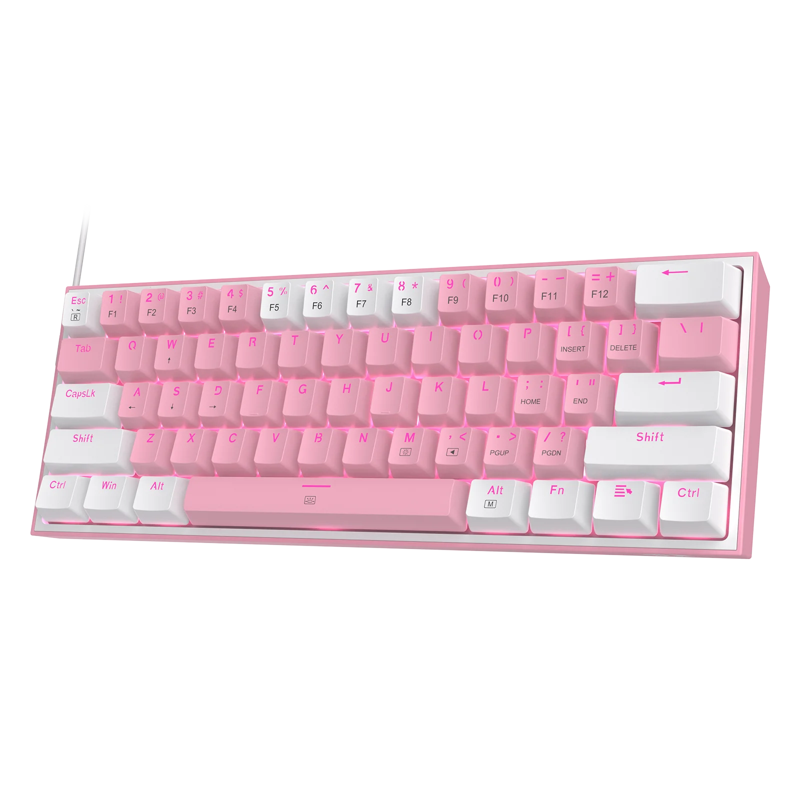 Redragon K617 Fizz 60% Wired RGB Gaming Keyboard, 61 Keys Hot-Swap Compact Mechanical Keyboard Red Switch