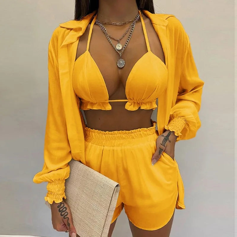 Bathing Suit Shorts Cover Up Summer Three Pieces Swimwear | SAMAG