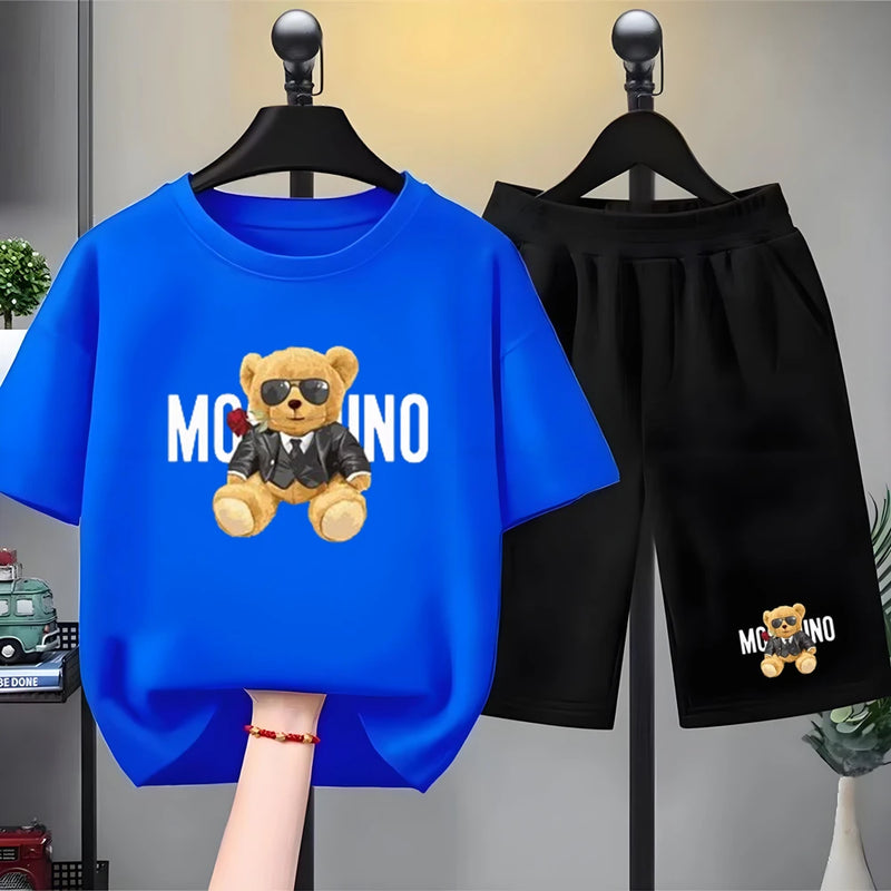 Fashion Letter Bear Print Children Summer Clothing - View 9 | SAMAG