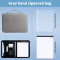 New A4 Portfolio 4 Ring Binder with Zipper, PU Leather Padfolio Document Organizer with Storage, Professional Business Briefcase