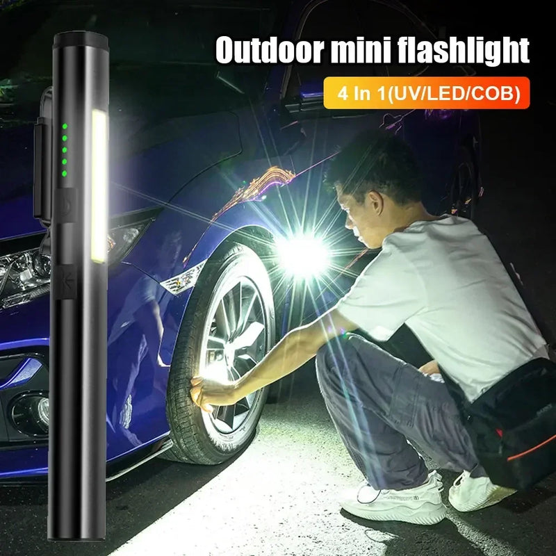 KDULIT 4 in 1 Multifunctional LED Pen Flashlight Built in 800mah Battery USB Rechargeable with Magnetism Work Repair Lantern