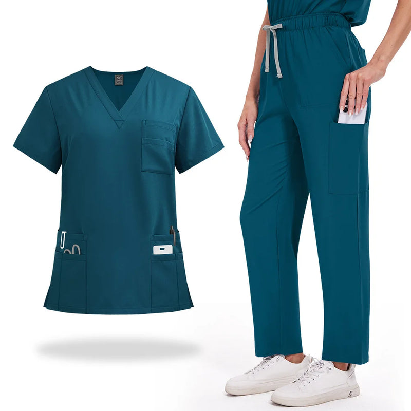 Summer Short Sleeved Hospital Doctor Uniforms Spa Uniforms Dental Clinic Medical Scrubs Suits Pet Grooming Veterinary Nurse Sets