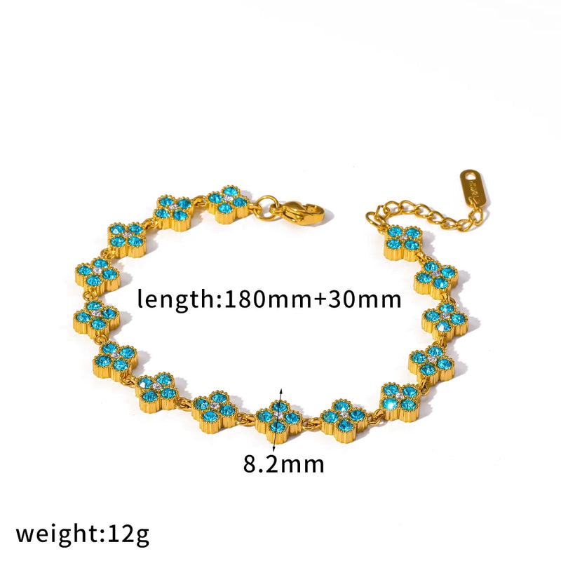 18K Gold Plated Stainless Steel Bracelet with Delicate Cubic Zirconia Luxury Fashion Party Jewelry Gift