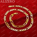 ALIZERO 18K Gold Necklace 16/18/20/22/24/26/28/30 Inch 6mm Figaro Chain Necklaces For Men Women Fine Jewelry Accessories