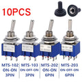 10PCS MTS-102 103 202 203 3Pins 6 Pins Mini Toggle Switch For Switching Lamp Light ON-OFF-ON /ON-ON Switch 6A 125VAC