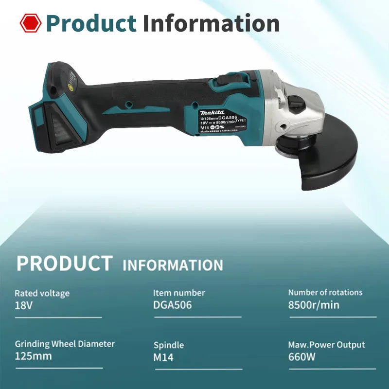 Makita DGA506 18V 125mm Cordless Angle Grinder Electric Polisher Brushless Metal Grinding And Cutting Tool - View 4 | SAMAG