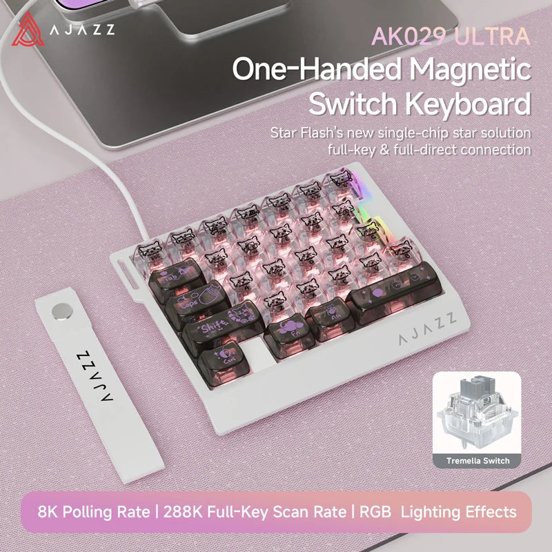 AJAZZ AK029 Wired One-Handed Gaming Keyboard HE Magnetic Switch 29 Key RGB 8000Hz Mini Mechanical Keyboard for E-sports PC Gamer