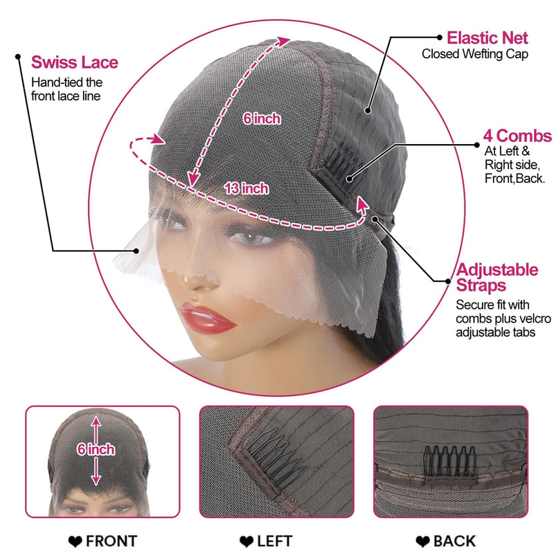 Chocolate Brown Straight Lace Front Wig Synthetic 30 Inch 200 Density 13x4 HD Transparent Full Lace Frontal Wig Pre Plucked