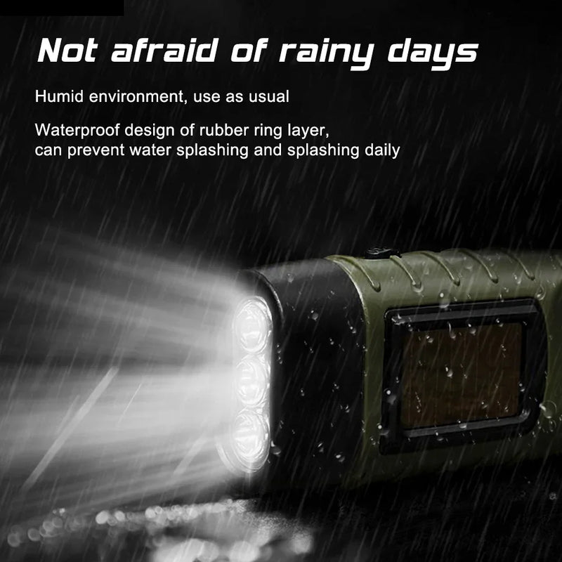 LED Flashlight Hand Crank Solar Powered Rechargeable - View 2 | SAMAG