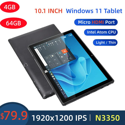 64bits 10.1 INCH Windows 11 Tablet Intel Atom N3350 Quad | SAMAG