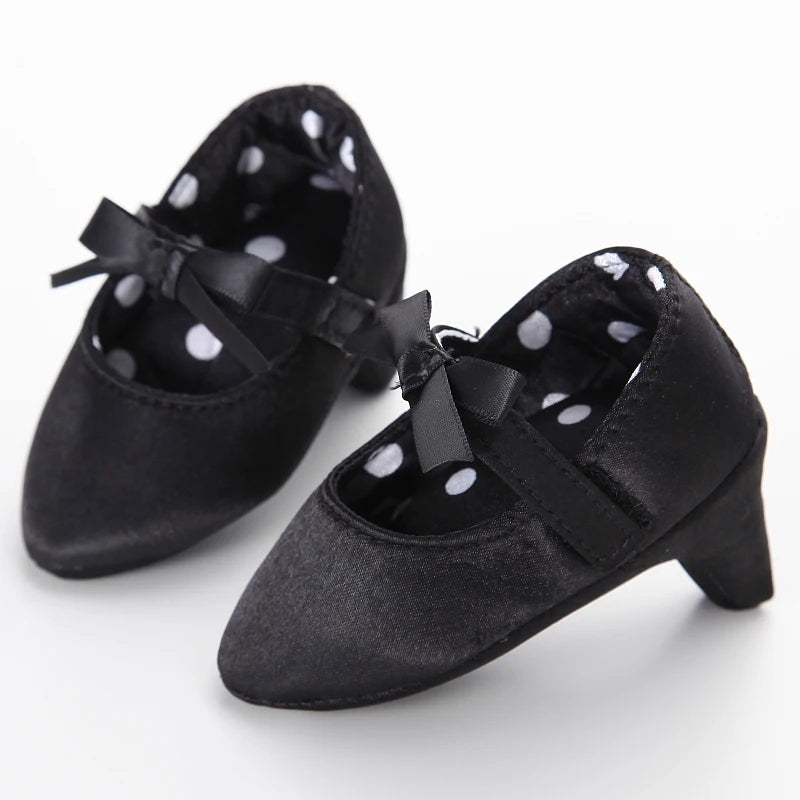 Infant Pre-Walker Shoes 0-18M Baby Girls Princess Bow Shoes Solid Color Fashion Party Walking Footwear