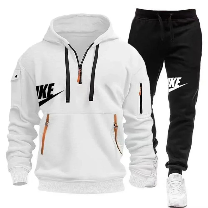 Men's autumn and winter suit zipper hoodie + trousers casual sportswear warm - View 11 | SAMAG