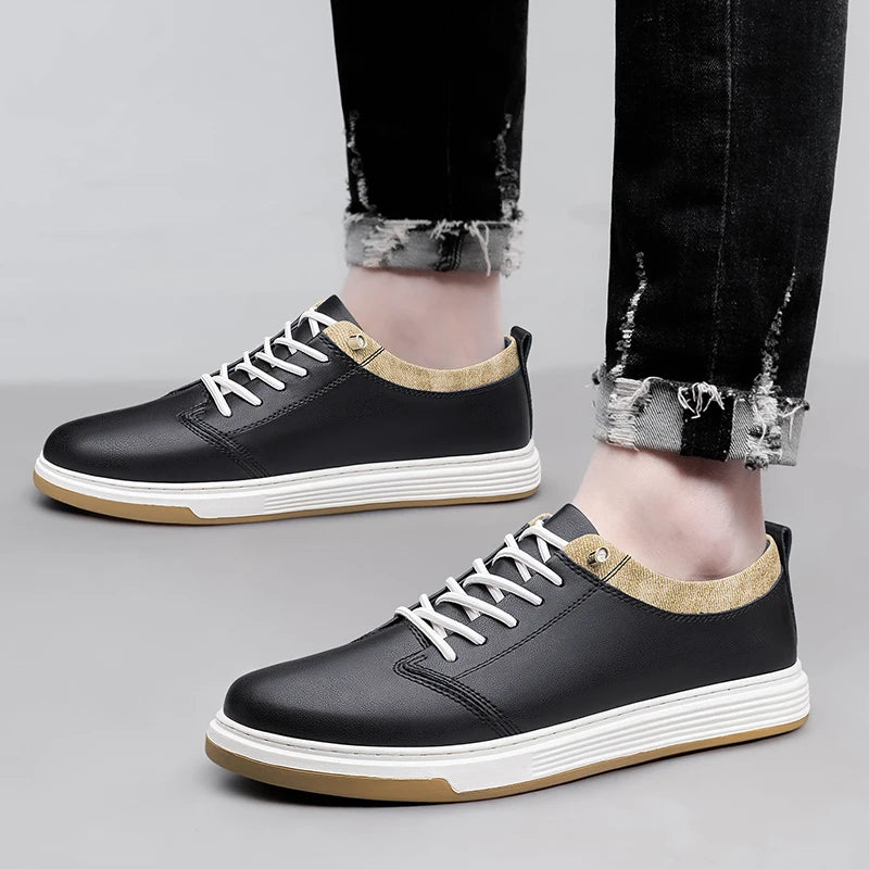 Men's Genuine Leather Business Shoes Handmade High Quality Casual Leather Oxford Business Work Shoes Coffee Lace-up Comfy Shoes