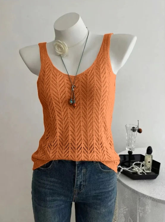 Ladies Elegant Solid Color Knitted Vest Summer Thin Layer - View 5 | SAMAG