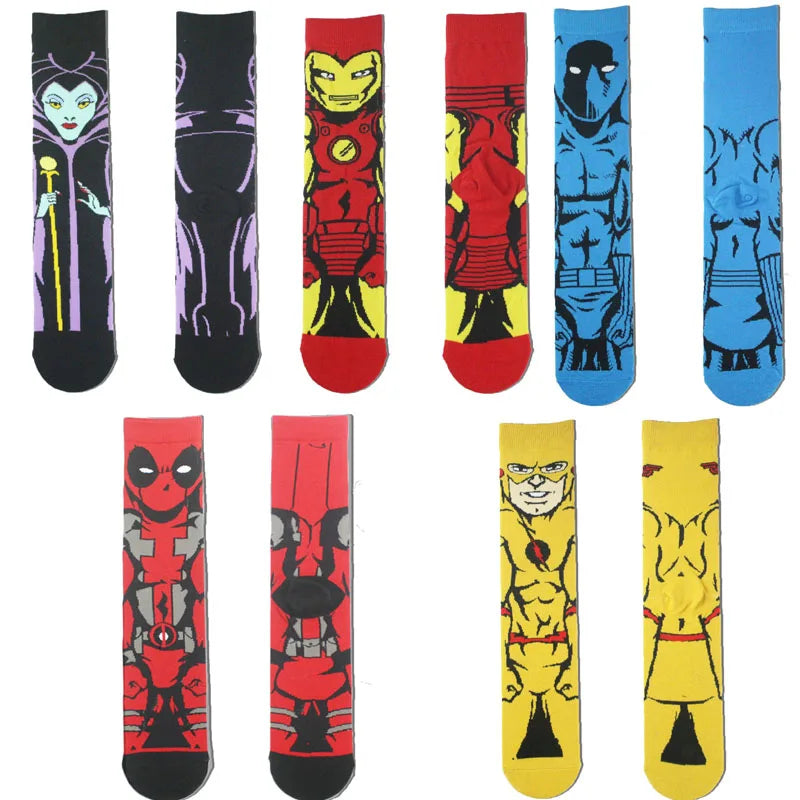 5 Pairs Marvel Socks Funny Men Anime Spider Man Iron | SAMAG