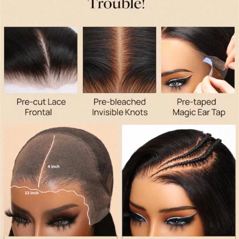 Nadula 13x4 7X5 Chestnut Brown BOB Wig Yaki Straight Pre-Bleached Knots Pre Cut HD Transparent Lace Human Hair Wig Ready to Wear
